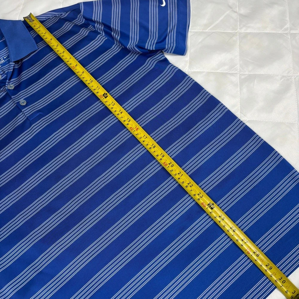 Nike Golf Dri-FIT Tour Performance‎ Blue Stripe Polo Shirt Mens Large